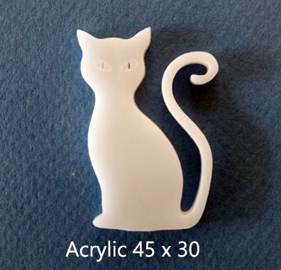 Cat curly tail Acrylic white 30 x 45mm Acrylic Pack of 4